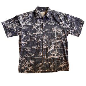 Cooke Street Vintage Tiki Honolulu Coconut Tree Hawaiian Button Down Shirt L
